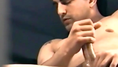 Sexy brunette hair with a dildo fuck