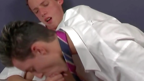 Two horny guys get chantaing fucked by a cock